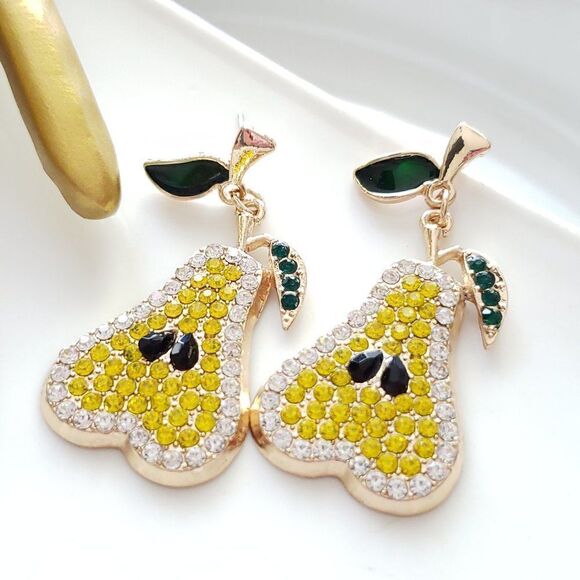 New! Zara Pear Post Earrings - Picture 1 of 10
